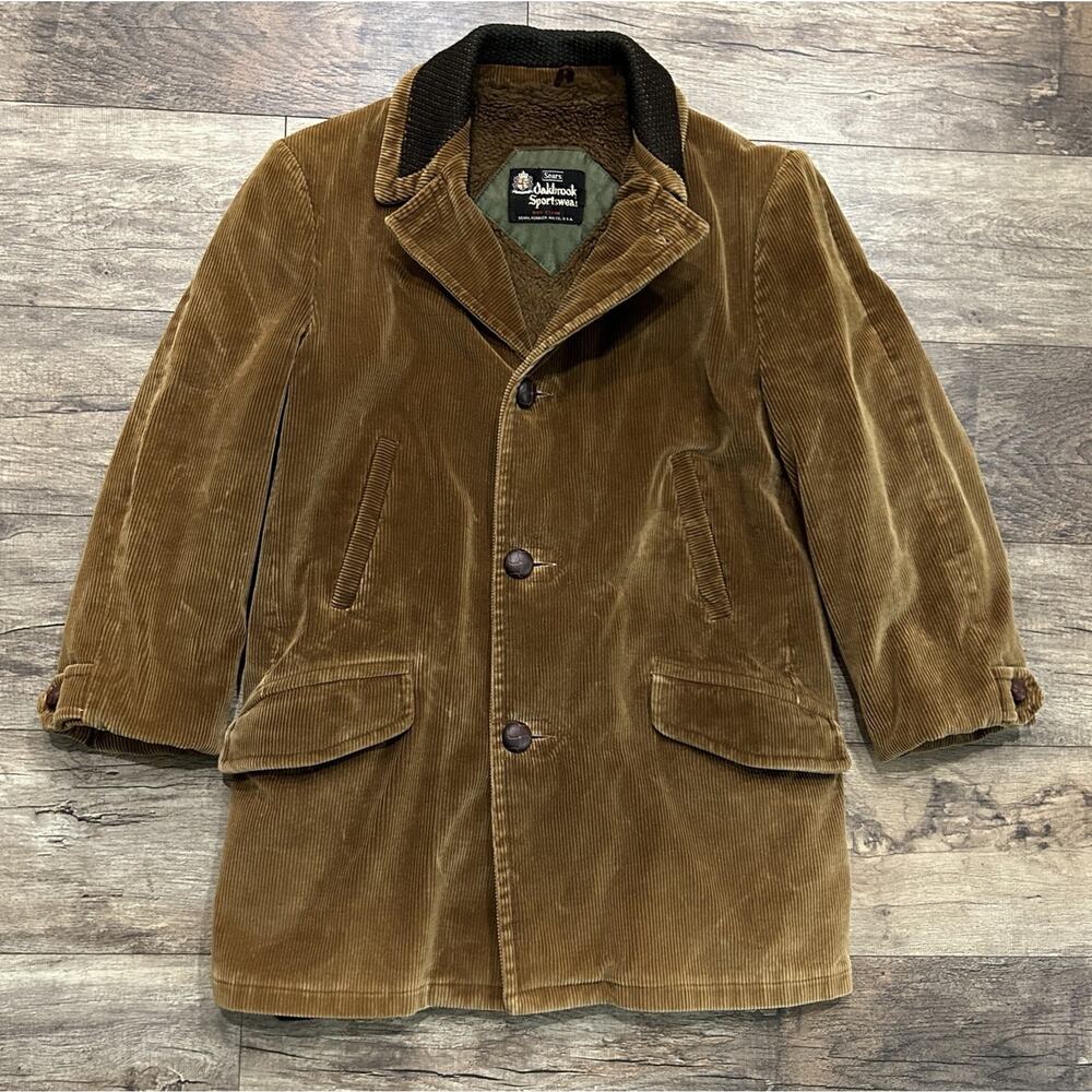 Vintage 70s Sz 40 Oakbrook Sportsgear Sears Corduroy The Acrilan Warm Borg Coat